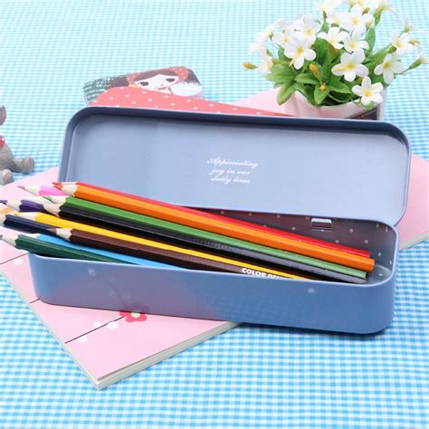 black and white metal pencil box|small black pencil case.